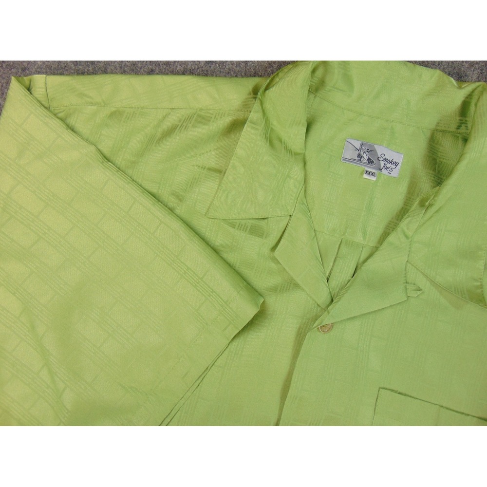 Smokey Joe's Shirt Mens 3XL Green Satin Retro Bowling Camp Collar‎ Streetwear